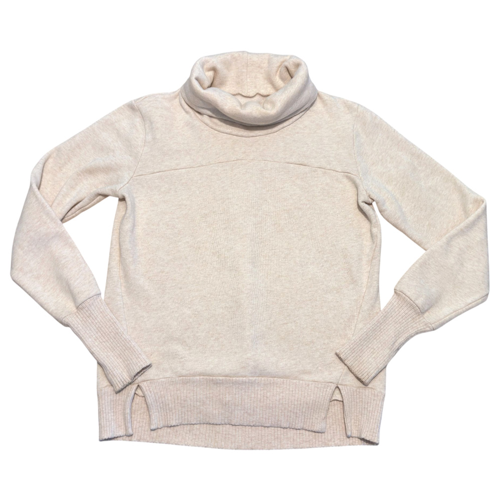 Alo Yoga Haze Pullover Sweatshirt Women XS Funnel Neck Beige Boxy Oversized Soft
